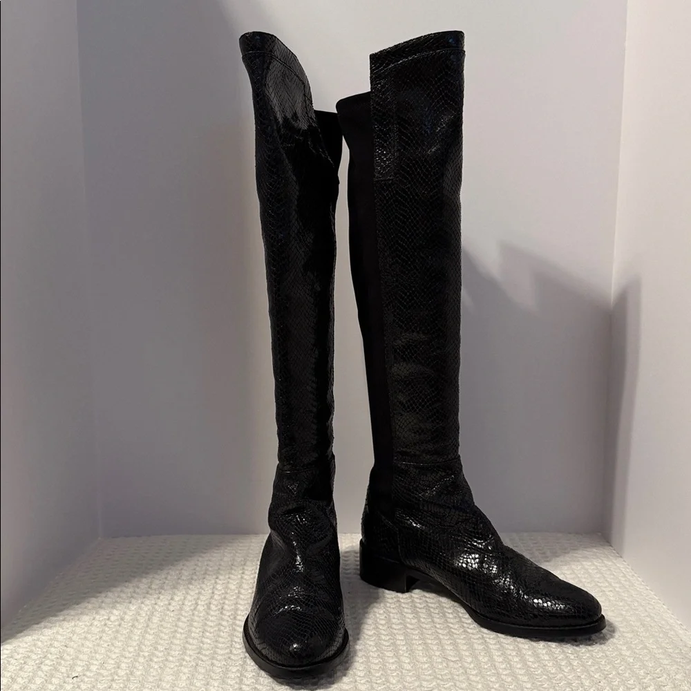 Vince Camuto Black Over-the-Knee Snake-Embossed Boots